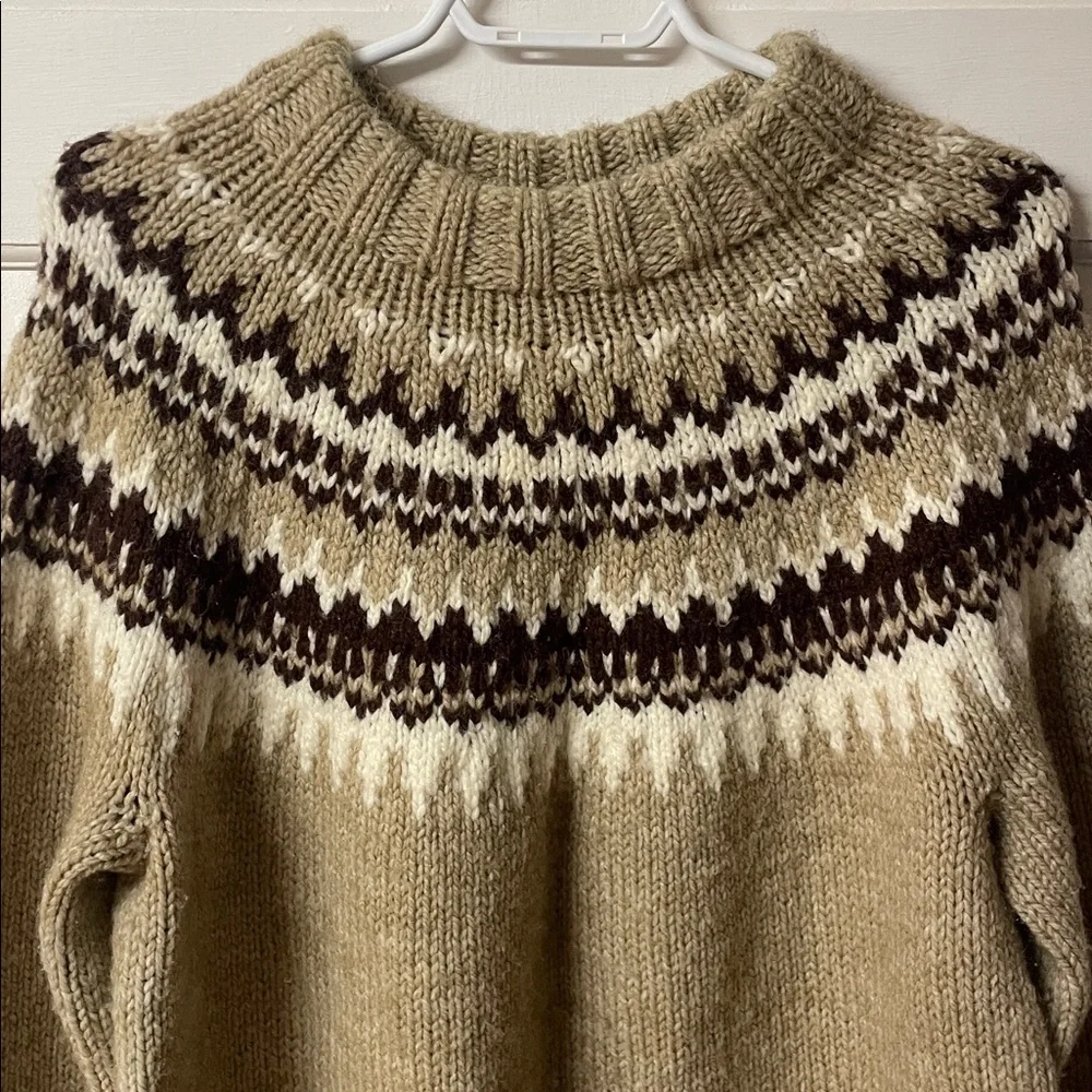Handmade wool knit fair isle unisex sweater men’s size medium women’s large - Picture 2 of 15